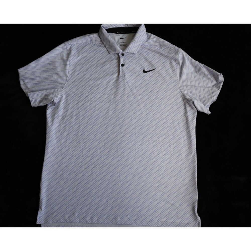 Nike Golf Vapor Micro Stripes Polo Mens L White Purple Dri-FIT DH0808-509